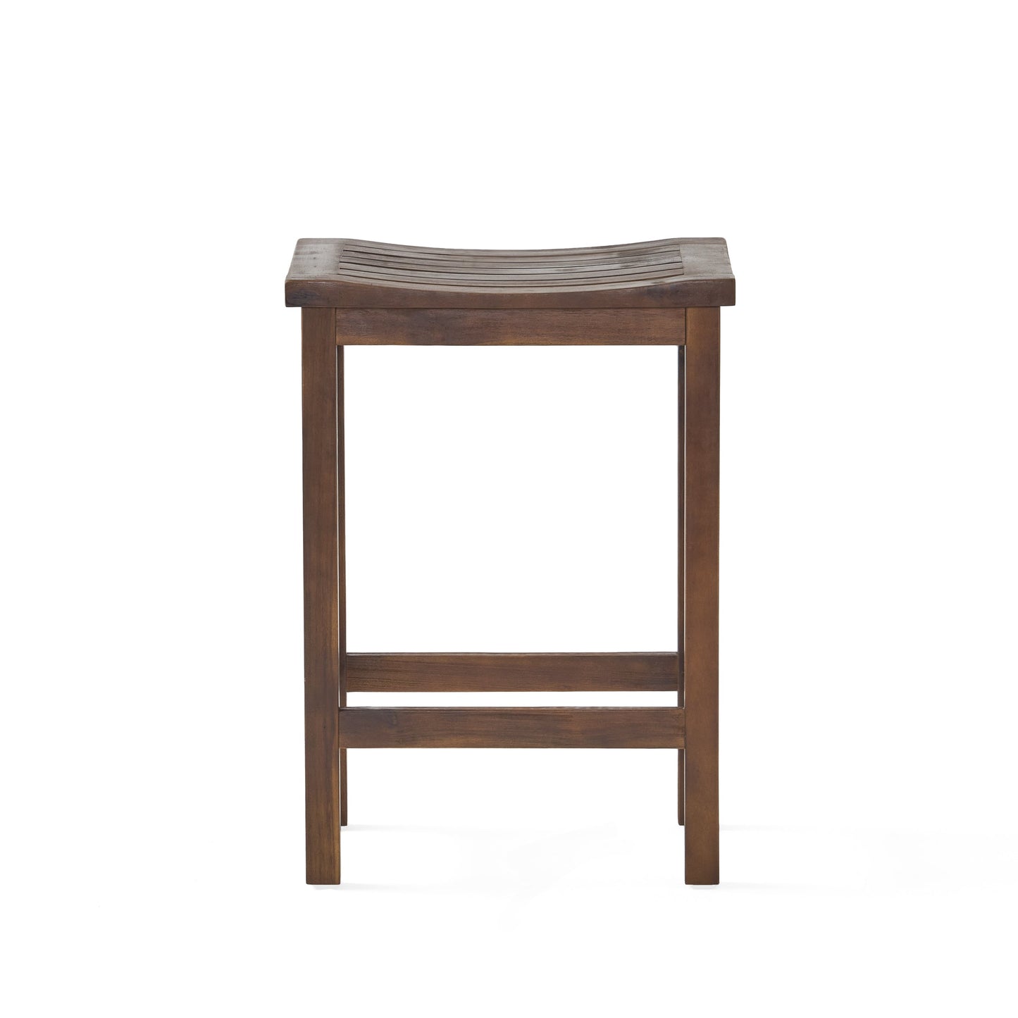Outdoor Acacia Wood Counter Height Barstool, Set of 2, Mahogany Brown