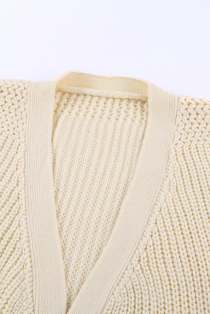 Beige Wrap V Neck Sweater with Side Tie