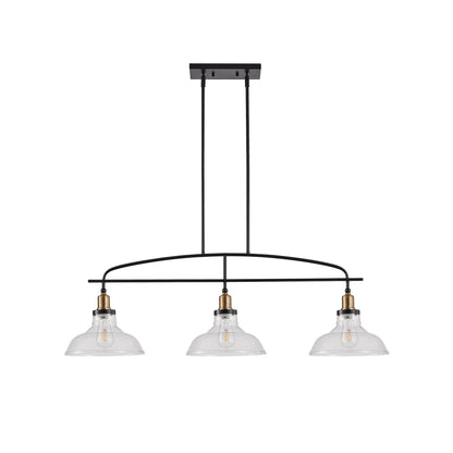 45' Industrial 3-Light Pendant Chandelier with Clear Glass Shades,