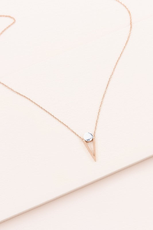 Tensly Point Stone Necklace | Rose Gold (14K)
