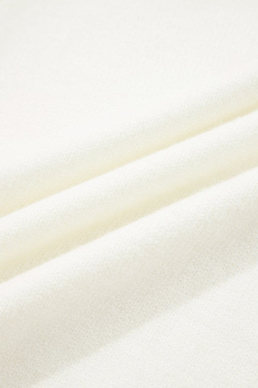 Embroidered Flower Ribbed Loose Sweater