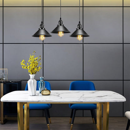 Black Metal Cone Shade Pendant Light Fixture~3393