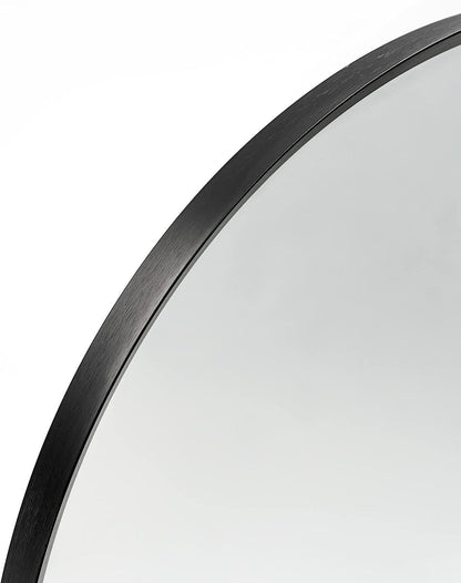 24x36 Inch Black Metal Framed Arched Bathrrom Mirror for Wall.