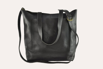 Journalist Style Leather Tote Bag
