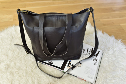 Journalist Style Leather Tote Bag
