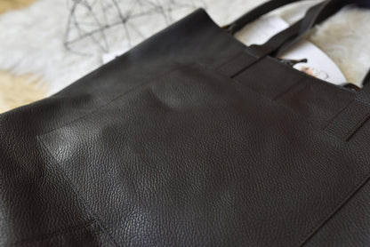 Journalist Style Leather Tote Bag