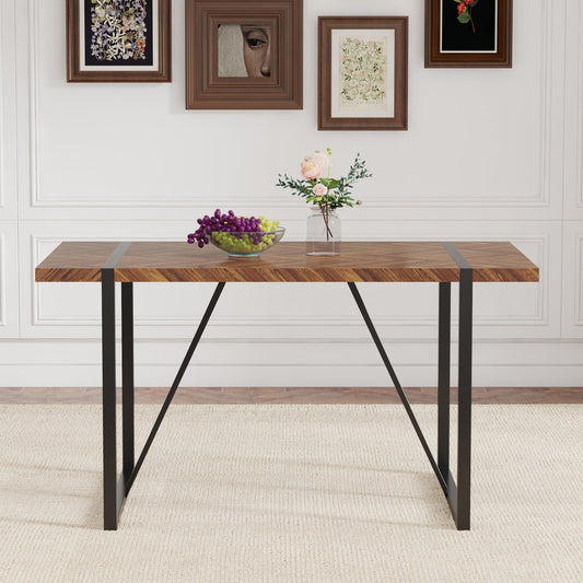 A minimalist retro rectangular dining table with a specially textured