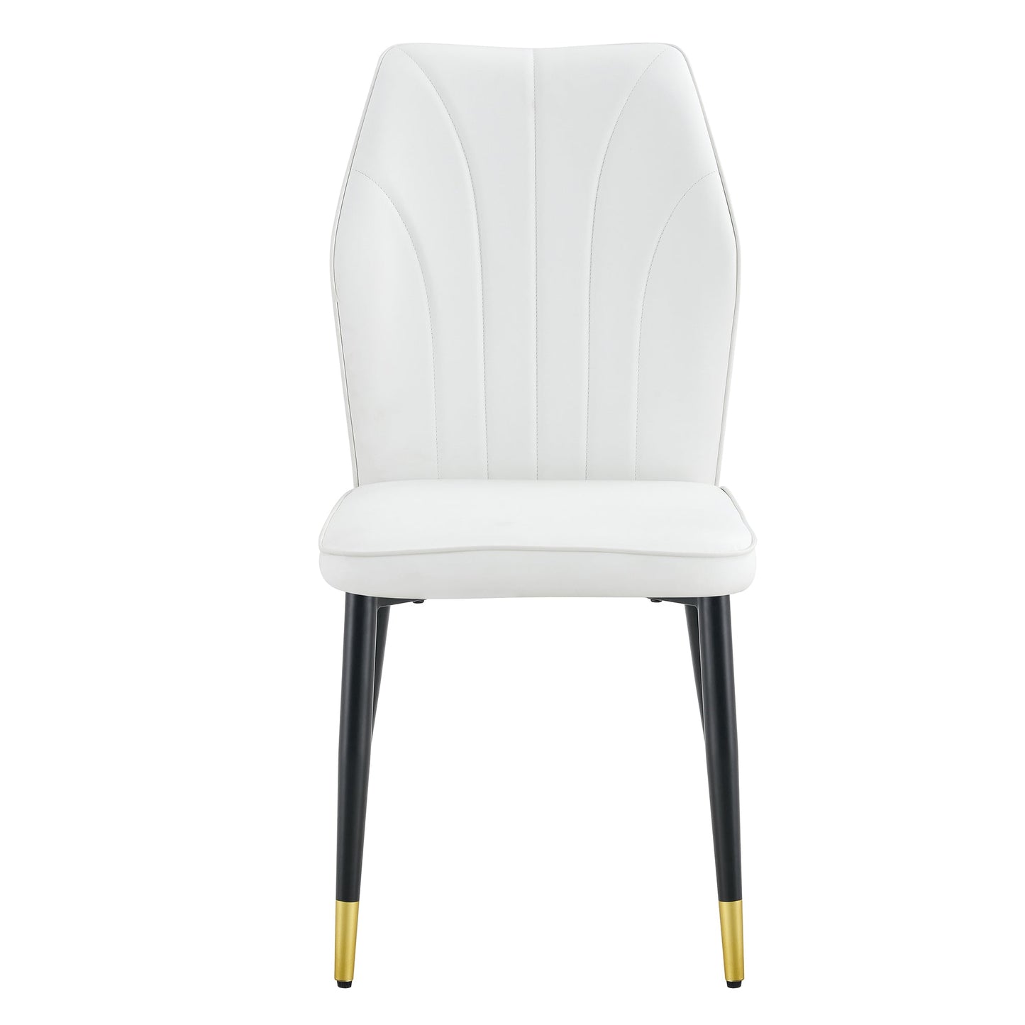4 modern dining chairs with stylish PU patterned backrest and black