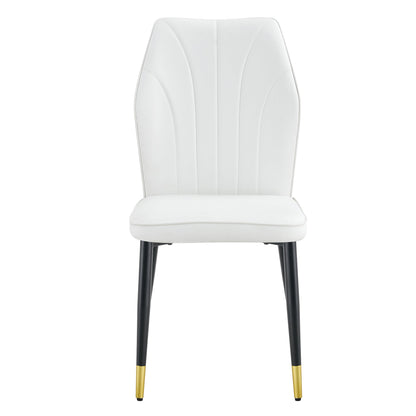 4 modern dining chairs with stylish PU patterned backrest and black