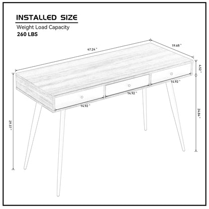 Mid Century Desk , Modern Writing Study Desk with Drawers,