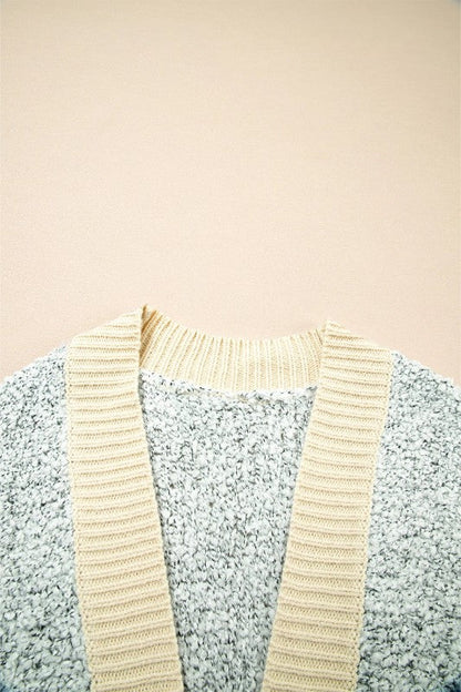 Stylish Open Front Pocketed Cardigan