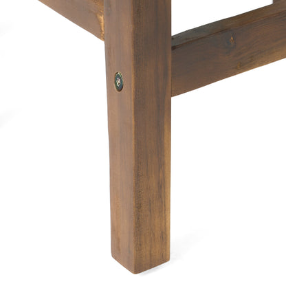 Outdoor Acacia Wood Counter Height Barstool, Set of 2, Mahogany Brown