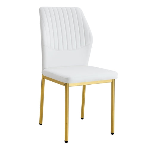 Luxury Simple Chair - Set of 4 White PU Material High Resilience