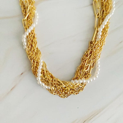 Stylish Multi Chain Pearl Necklace