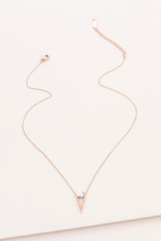 Tensly Point Stone Necklace | Rose Gold (14K)