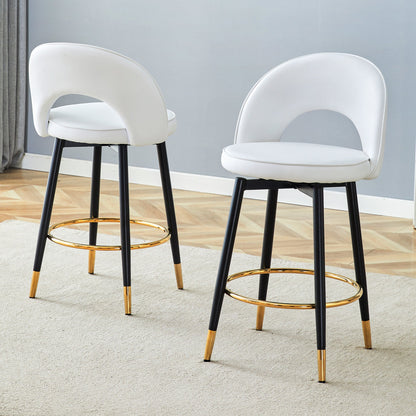 360 ° rotatable bar chair.Modern White PU comfortable upholstered bar