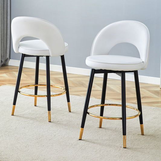 360 ° rotatable bar chair.Modern White PU comfortable upholstered bar