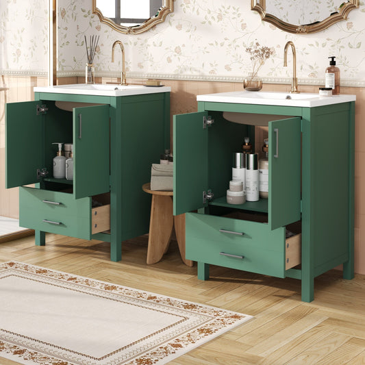 48'' Bathroom Vanity with Ceramic Sink Combo, Modern Freestanding