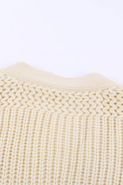Beige Wrap V Neck Sweater with Side Tie