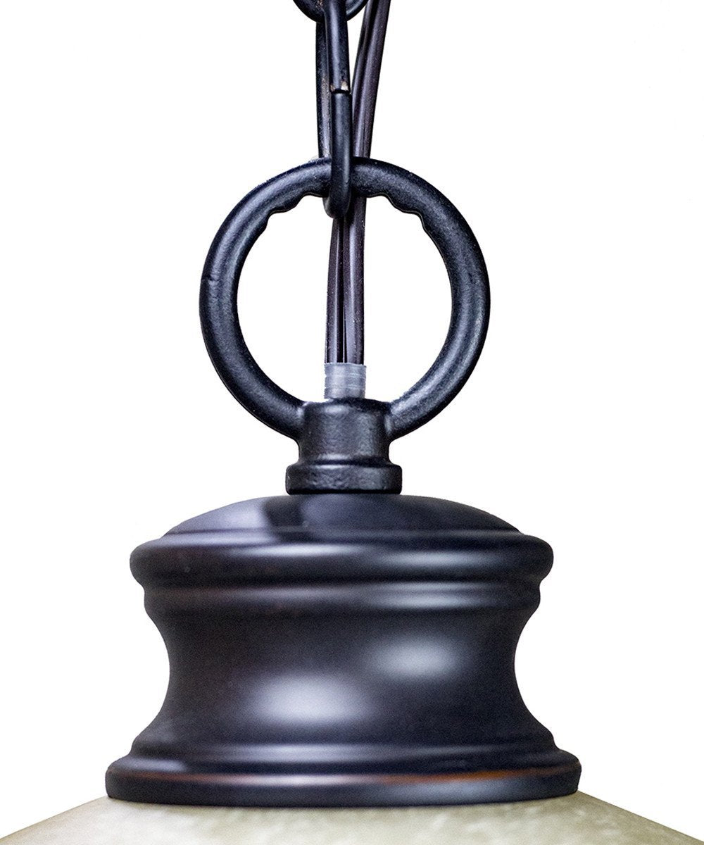 16"W Plug In Swag Amber Glass Pendant Light Bronze Finish