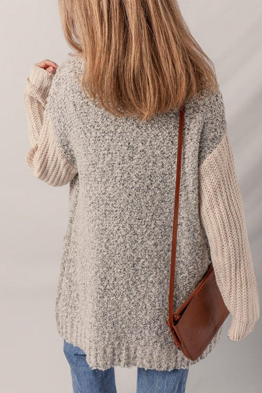 Stylish Open Front Pocketed Cardigan