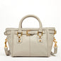 Top Handle Leather Satchel Bag Grayish Beige Purse Crossbody Bag for