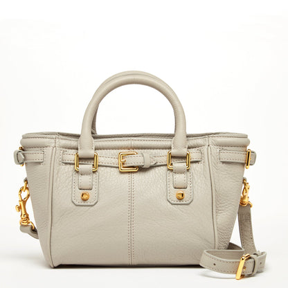 Top Handle Leather Satchel Bag Grayish Beige Purse Crossbody Bag for