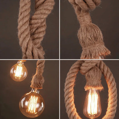 Hemp Rope Pendant Lights Vintage Retro Hanging Lamp E27 AC 85-265V