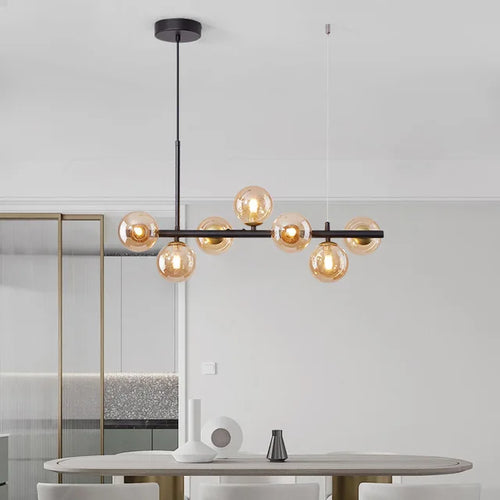 Nordic Modern LED Pendant Gold Light Glass Ball 11 Heads Hanging Lamp