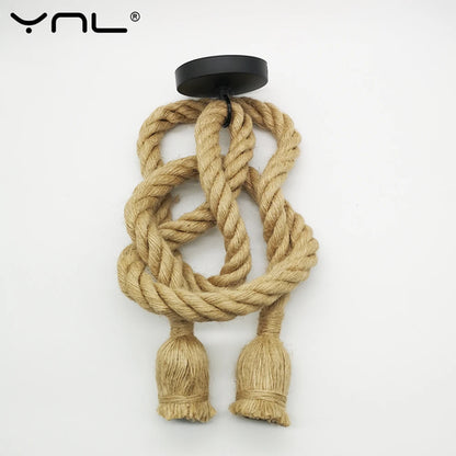 Hemp Rope Pendant Lights Vintage Retro Hanging Lamp E27 AC 85-265V