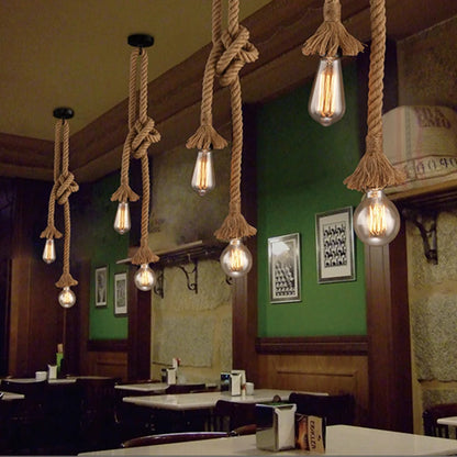 Hemp Rope Pendant Lights Vintage Retro Hanging Lamp E27 AC 85-265V