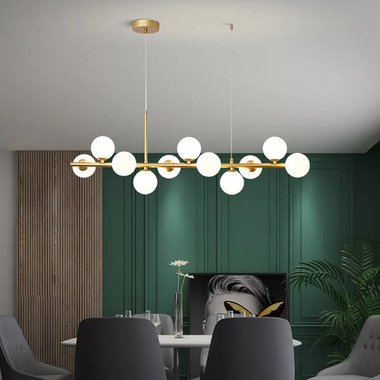 Nordic Modern LED Pendant Gold Light Glass Ball 11 Heads Hanging Lamp