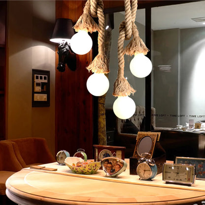 Hemp Rope Pendant Lights Vintage Retro Hanging Lamp E27 AC 85-265V