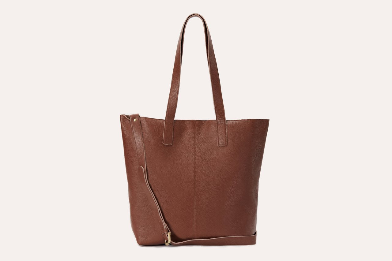 Journalist Style Leather Tote Bag