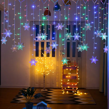 3.2M Christmas Snowflake Curtain String Lights Indoor Christmas Light