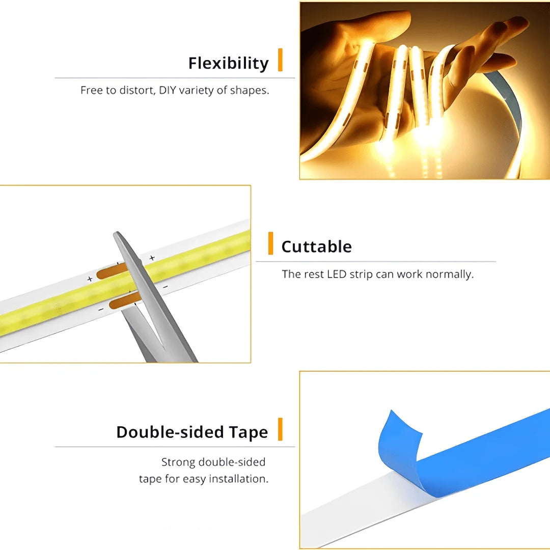 LED Light Strip USB Touch Sensor 5V COB Diode Tape Dimmer Backlight