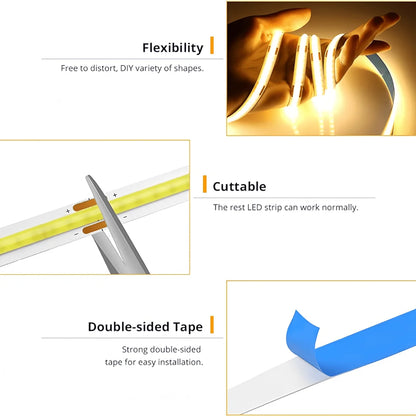 LED Light Strip USB Touch Sensor 5V COB Diode Tape Dimmer Backlight
