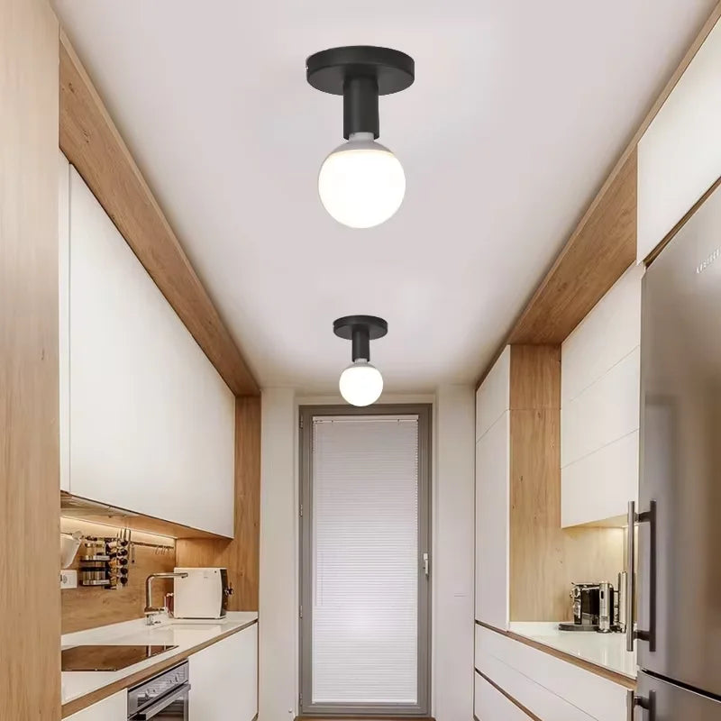 Black/White E27 Lamp Base Modern Nordic Retro Iron lamp Decor For