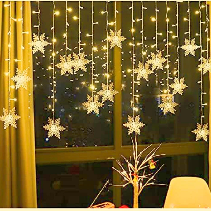 3.2M Christmas Snowflake Curtain String Lights Indoor Christmas Light