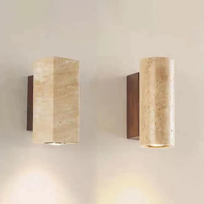 Yellow travertine stone Japanese style wabi-sabi wall lights bedroom