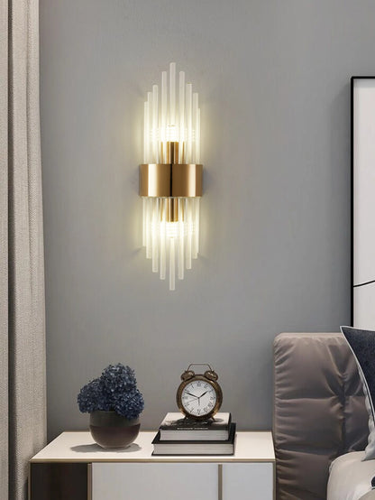 Gold/Black Stainless Steel Crystal Wall Sconce for Living Room,