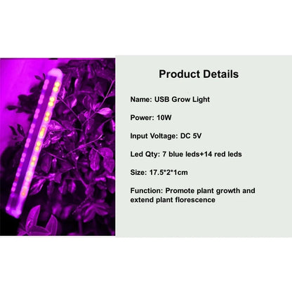 USB 5V LED Grow Light Full Spectrum Plant Lamp with Flexible Hose