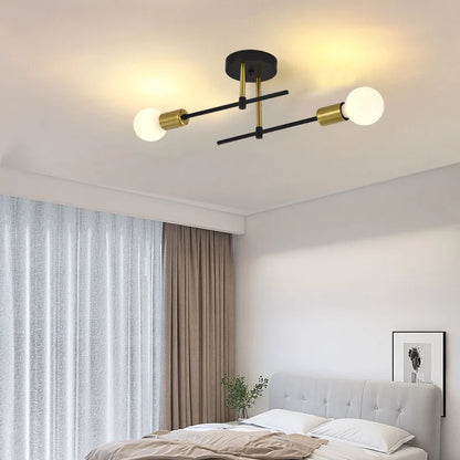 Nordic Simple Living Room Ceiling Light 2 lamps Modern Long Iron Arm