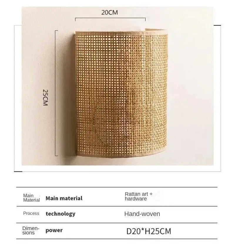 Rattan Wall Lamp Farmhouse Wall Mount Lighting Living Room Bedroom