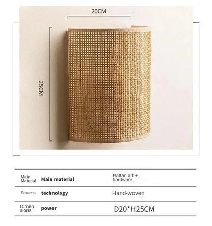 Rattan Wall Lamp Farmhouse Wall Mount Lighting Living Room Bedroom