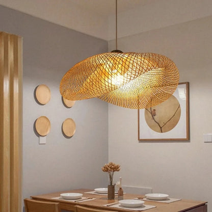 Bamboo Weaving LED Pendant Light HandMade Vintage Home Hanging