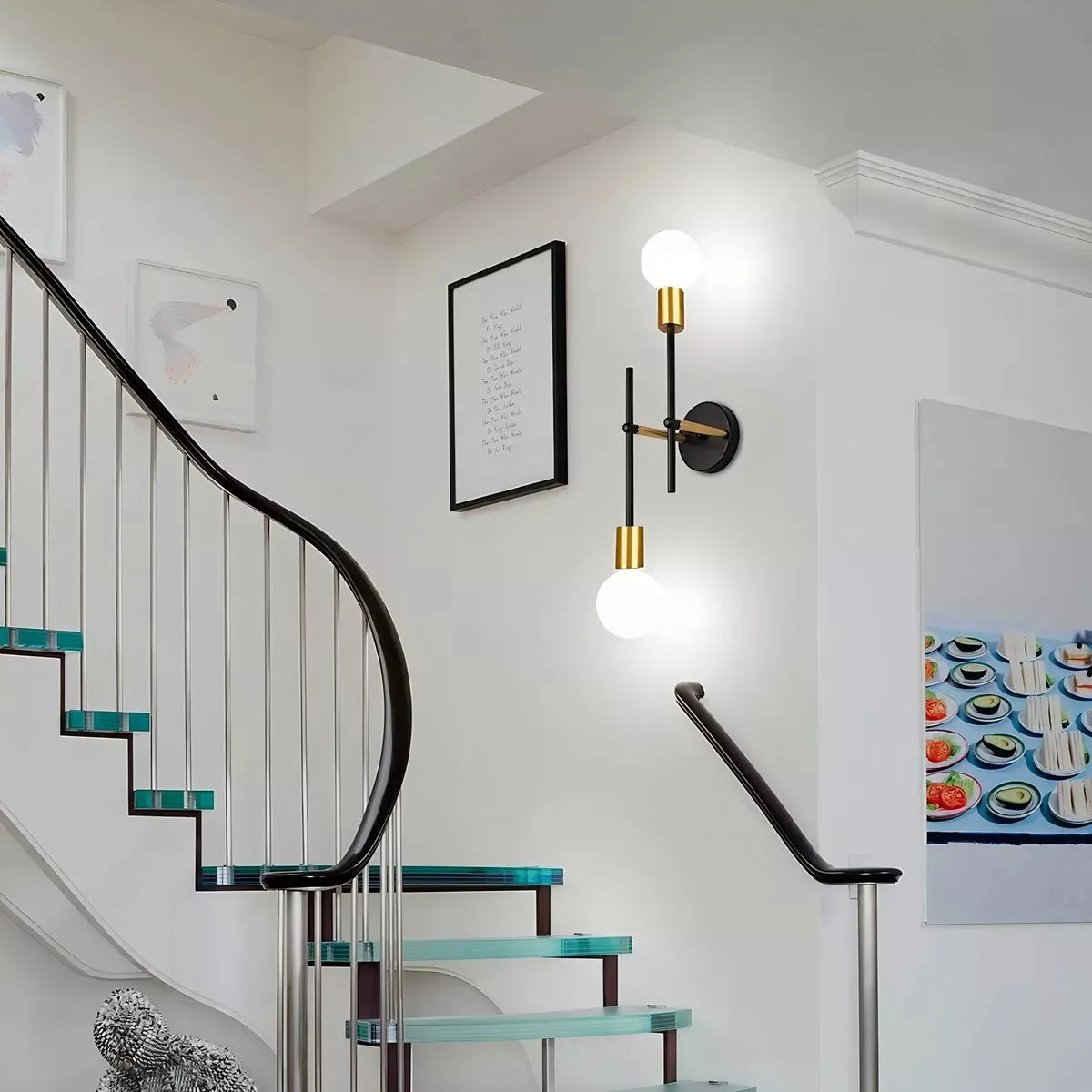 Nordic Simple Living Room Ceiling Light 2 lamps Modern Long Iron Arm