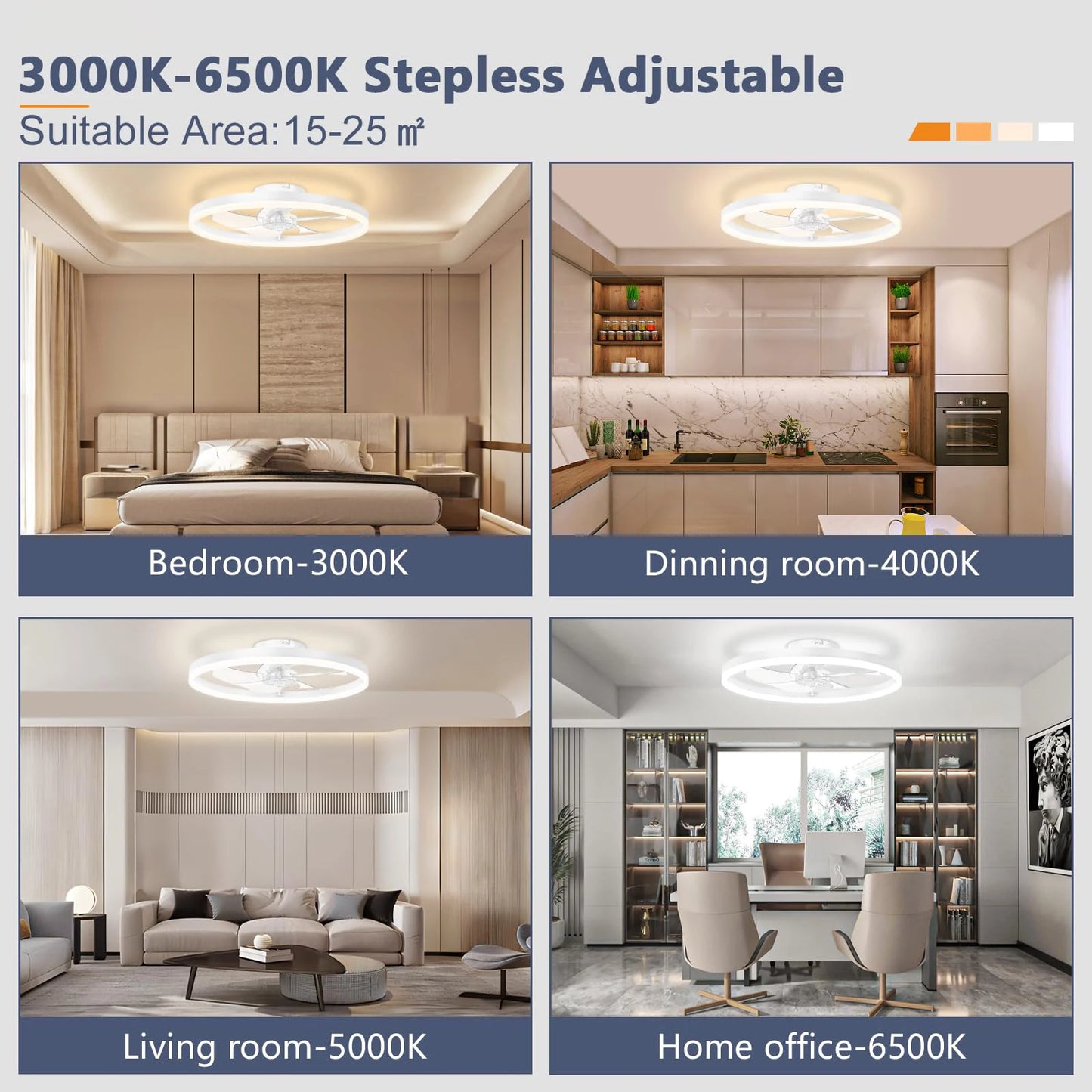 Smart Ceiling Fan with Lights and Remote 6 Speeds Dimmable LED Fan