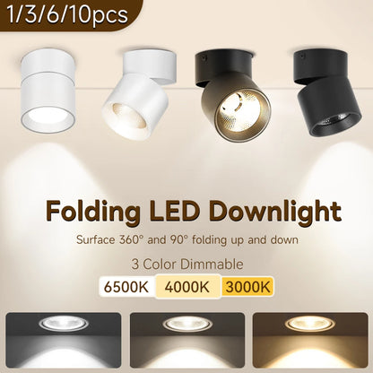 LED Spotlights 3 Color Change Room Decor Lamp Foldable Downlight 220v