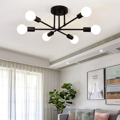 Modern minimalist luxury 6-speed E27 branch chandelier living room